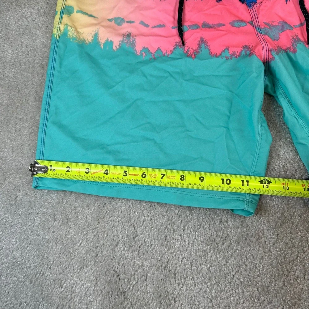 Hurley Board Shorts Mens 34 Blue Pink Teal‎ Tie Dye Stripe Surf Swim Trunks